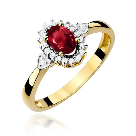 14K (585) Gold Ring | 0.50ct Garnet and 0.10ct Diamonds | GREMARI Jewelry