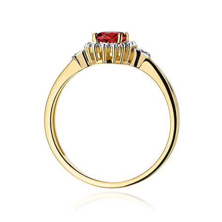 14K (585) Gold Ring | 0.50ct Garnet and 0.10ct Diamonds | GREMARI Jewelry