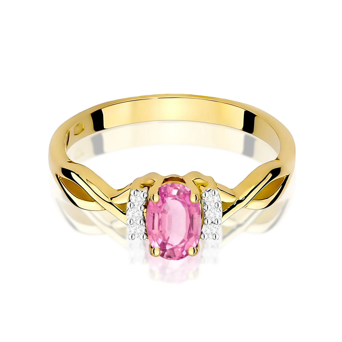 14k (585) Gold Ring | 0.50ct Pink Topaz and 0.052ct Diamonds | GREMARI Jewelry