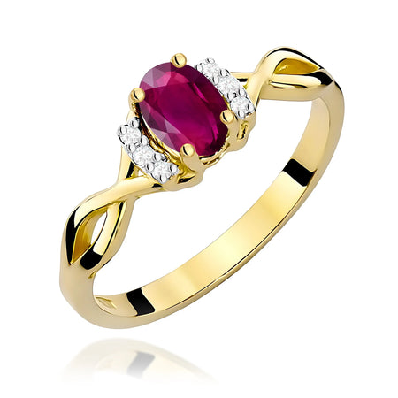 14k (585) Gold Ring | 0.50ct Rhodolite and 0.052ct Diamonds | GREMARI Jewelry
