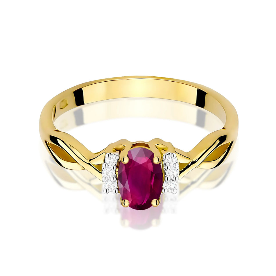 14k (585) Gold Ring | 0.50ct Rhodolite and 0.052ct Diamonds | GREMARI Jewelry

