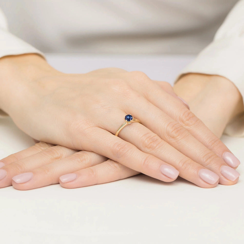 14k Gold (585) Ring | 0.50ct Sapphire & 0.04ct Diamonds | GREMARI Jewelry