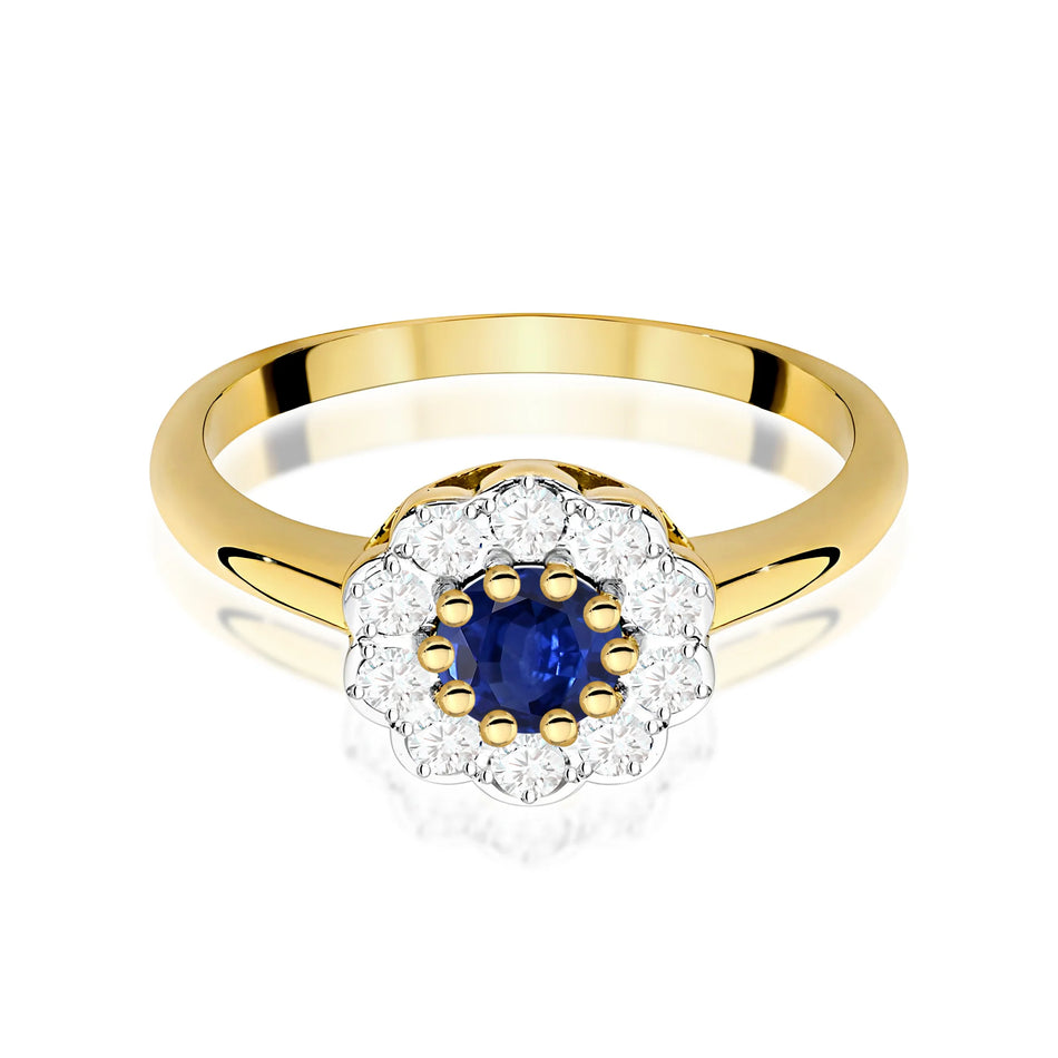 14k (585) Gold Ring | 0.50ct Sapphire and 0.30ct Diamonds | GREMARI Jewelry
