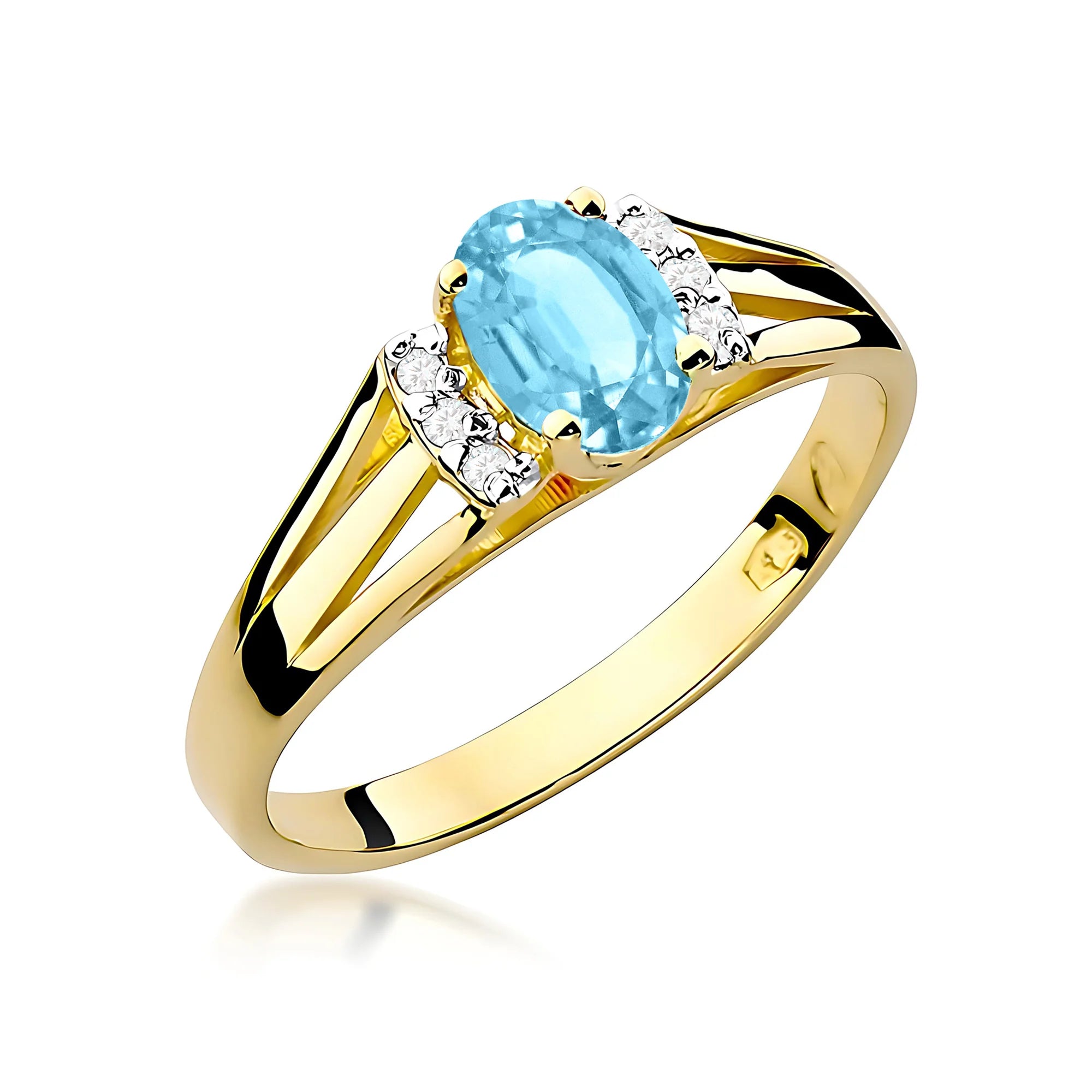 14k (585) Gold Ring | 0.50ct Topaz and 0.052ct Diamonds | GREMARI Jewelry
