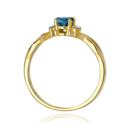 14k (585) Gold Ring | 0.50ct Topaz London Blue and 0.052ct Diamonds | GREMARI Jewelry
