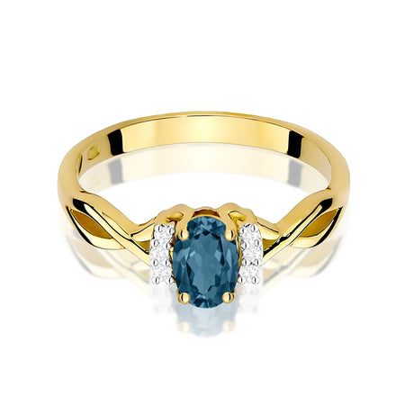 14k (585) Gold Ring | 0.50ct Topaz London Blue and 0.052ct Diamonds | GREMARI Jewelry
