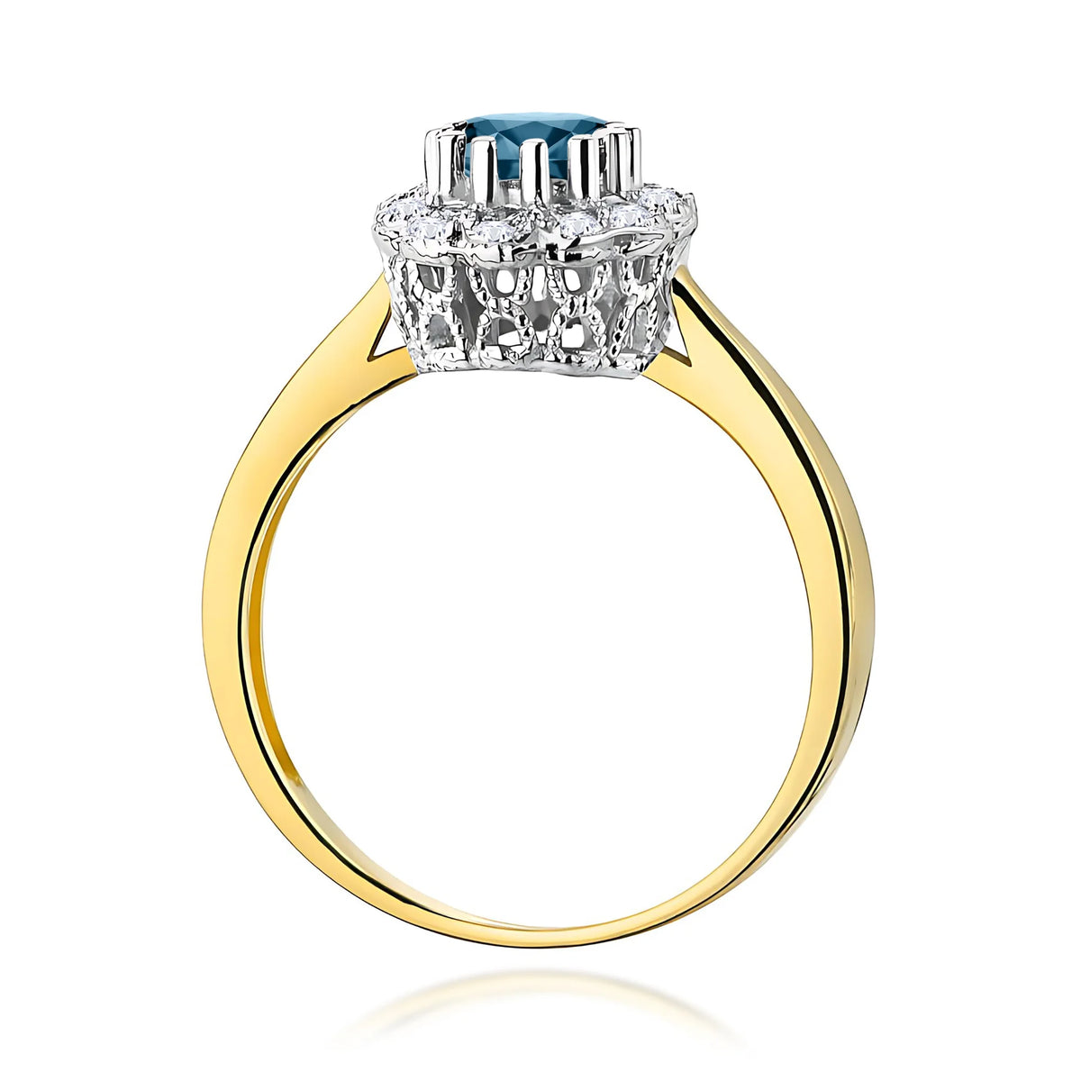 14k (585) Gold Ring | 0.50ct Topaz London Blue and 0.174ct Diamonds | GREMARI Jewelry
