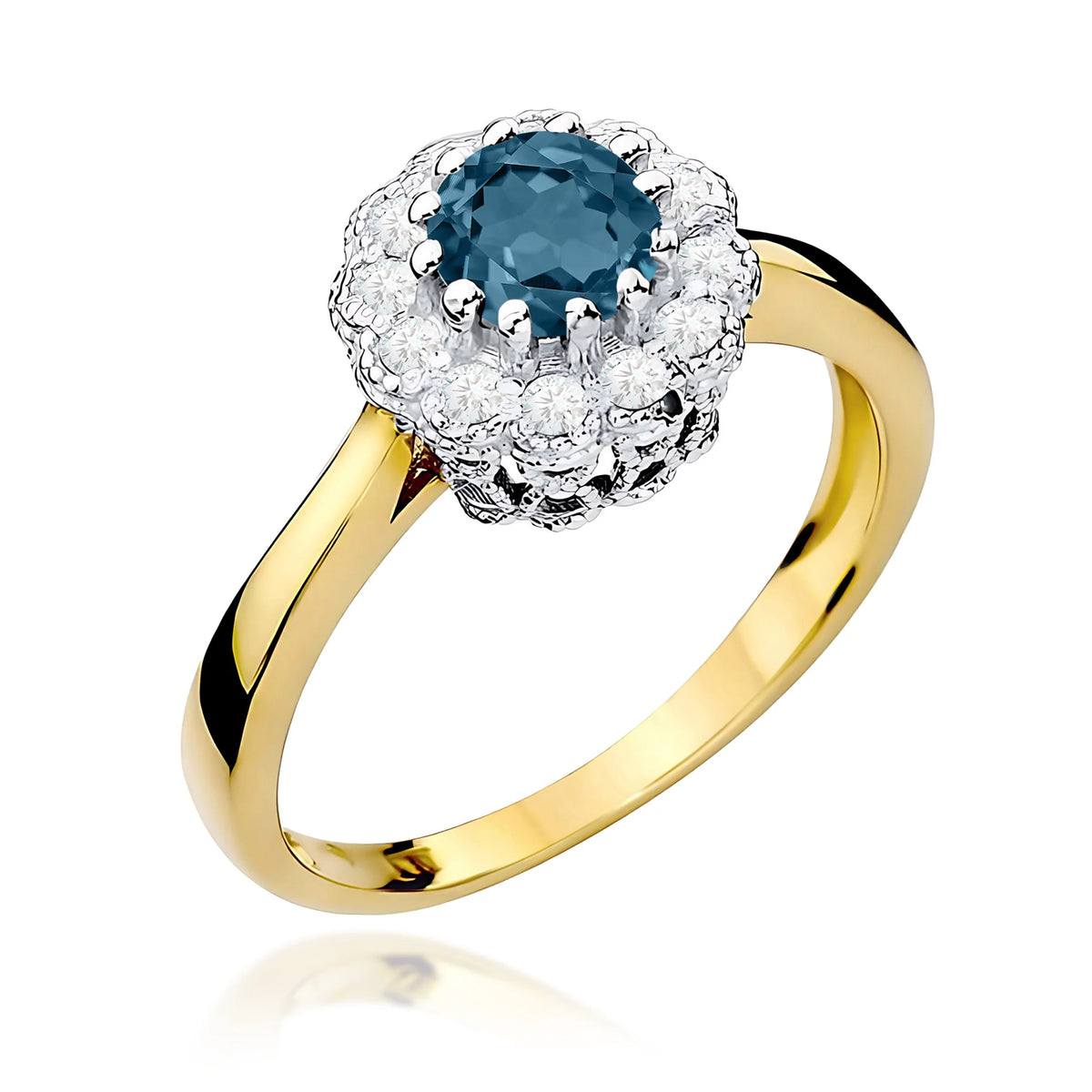 14k (585) Gold Ring | 0.50ct Topaz London Blue and 0.174ct Diamonds | GREMARI Jewelry
