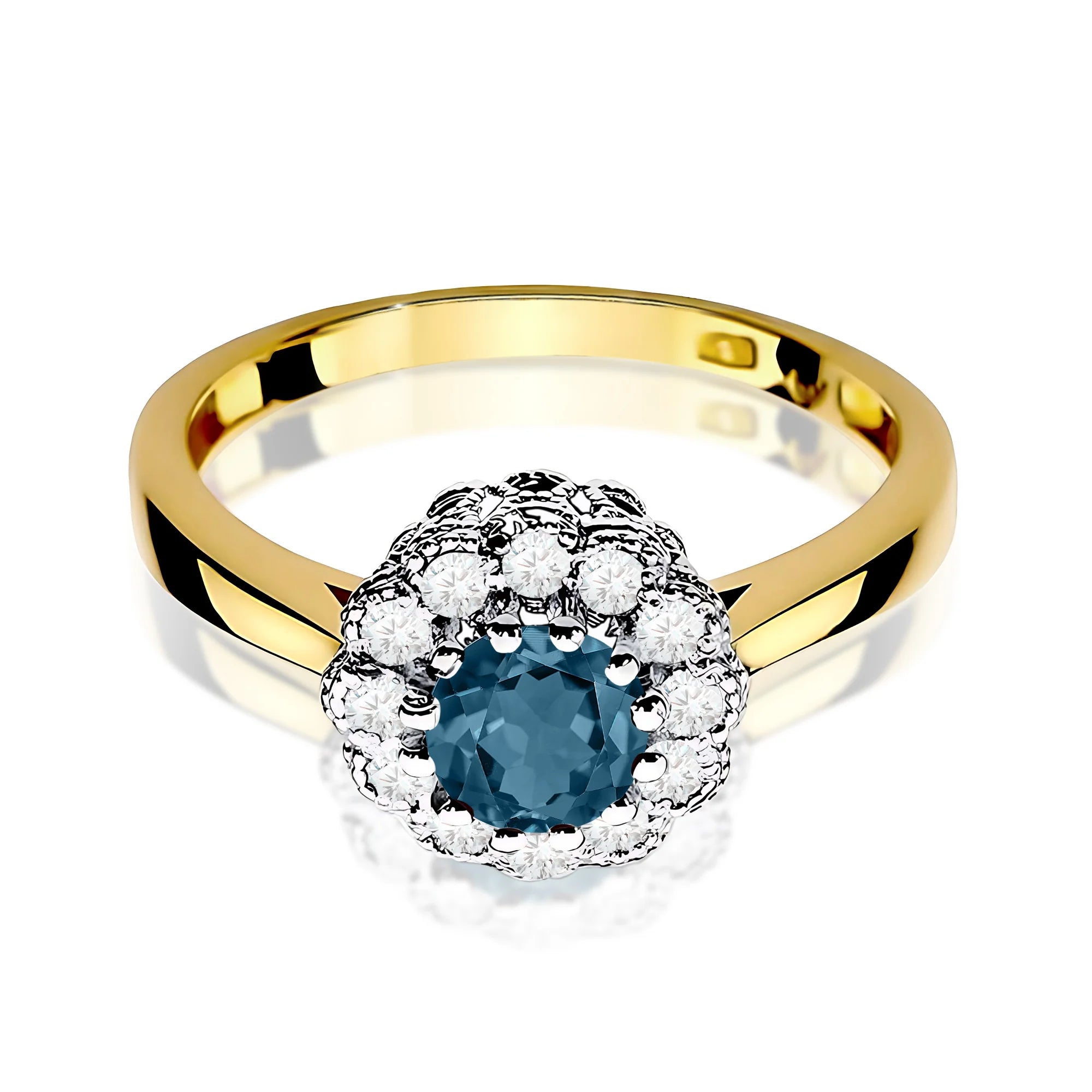 14k (585) Gold Ring | 0.50ct Topaz London Blue and 0.174ct Diamonds | GREMARI Jewelry
