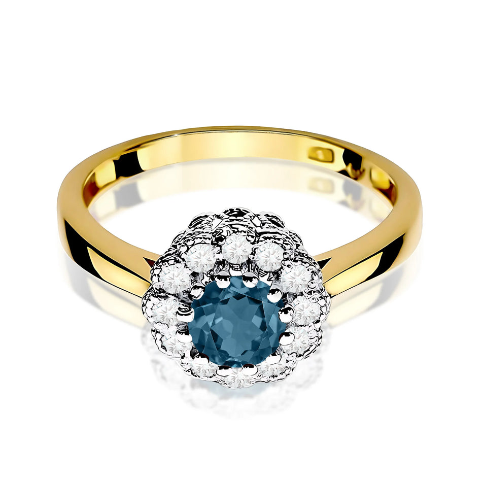 14k (585) Gold Ring | 0.50ct Topaz London Blue and 0.174ct Diamonds | GREMARI Jewelry
