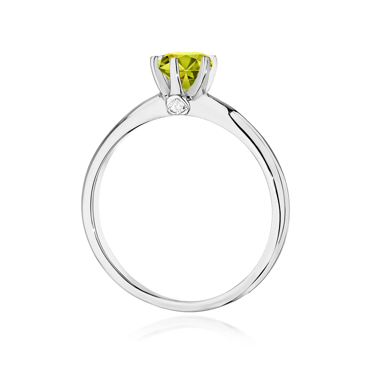 14k Gold (585) Ring | 0.60ct Olivine & 0.04ct Diamonds | GREMARI Jewelry