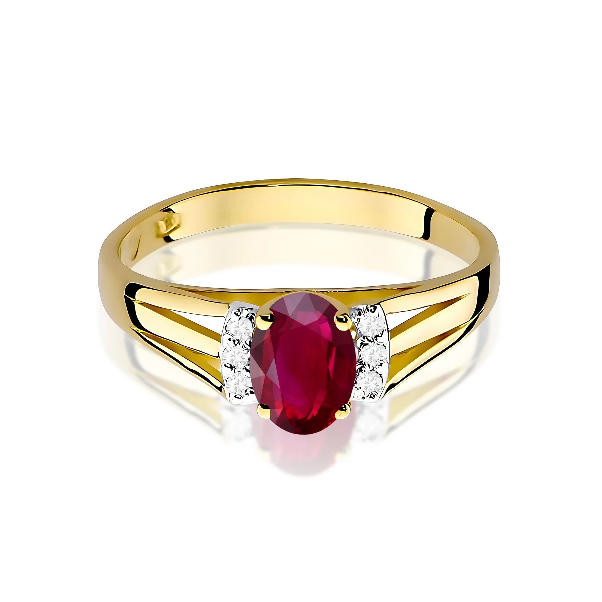 14k (585) Gold Ring | 0.60ct Ruby and 0.052ct Diamonds | GREMARI Jewelry
