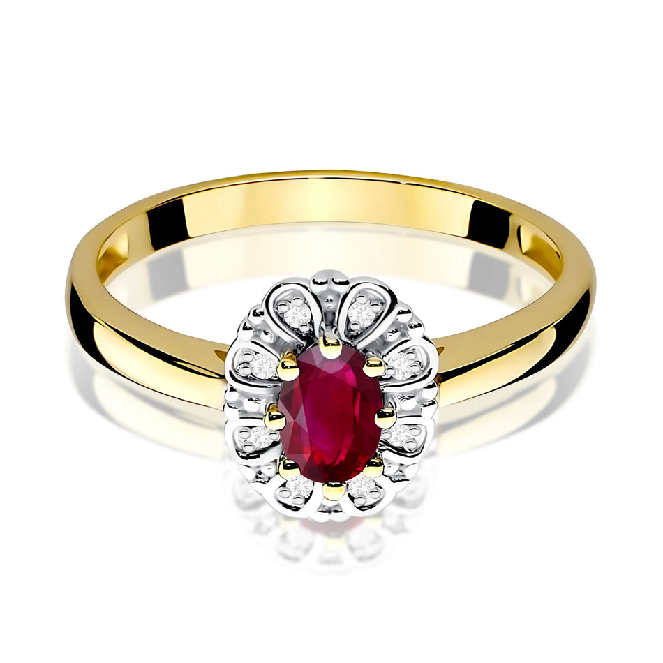 14k (585) Gold Ring | 0.60ct Ruby and 0.069ct Diamonds | GREMARI Jewelry
