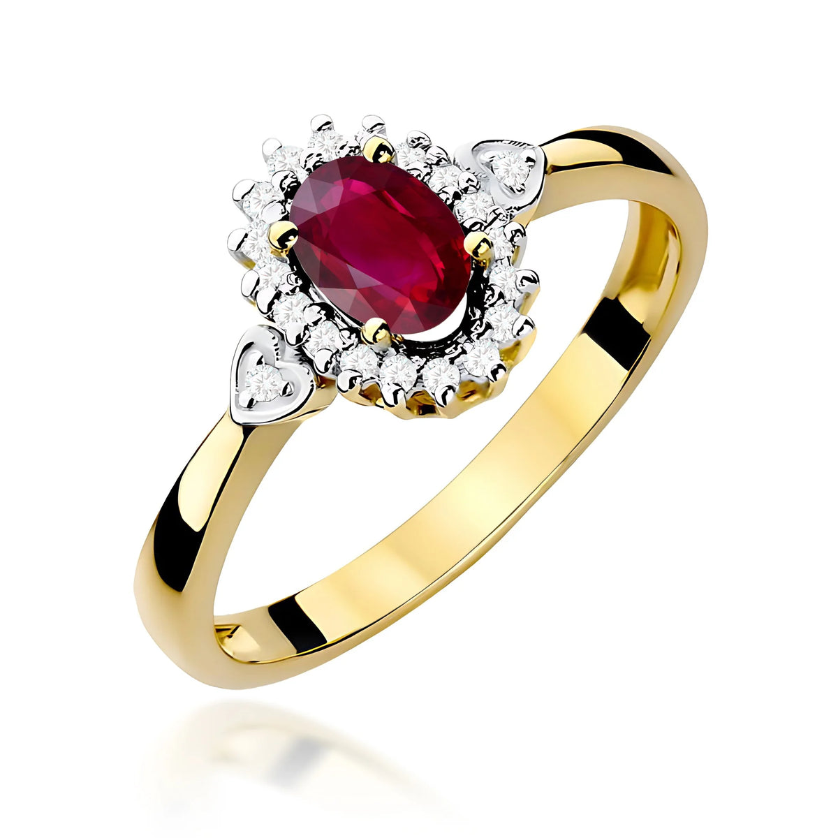 14K (585) Gold Ring | 0.60ct Ruby and 0.10ct Diamonds| GREMARI Jewelry