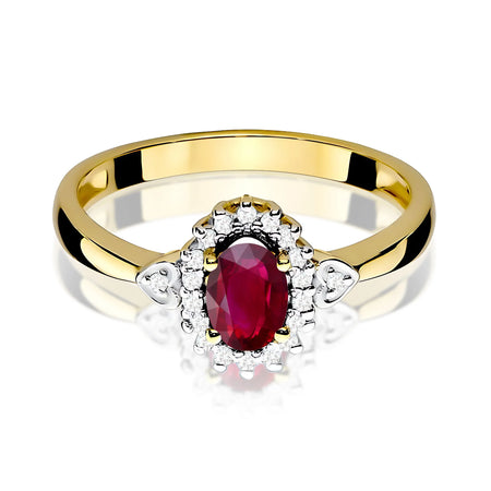14K (585) Gold Ring | 0.60ct Ruby and 0.10ct Diamonds| GREMARI Jewelry
