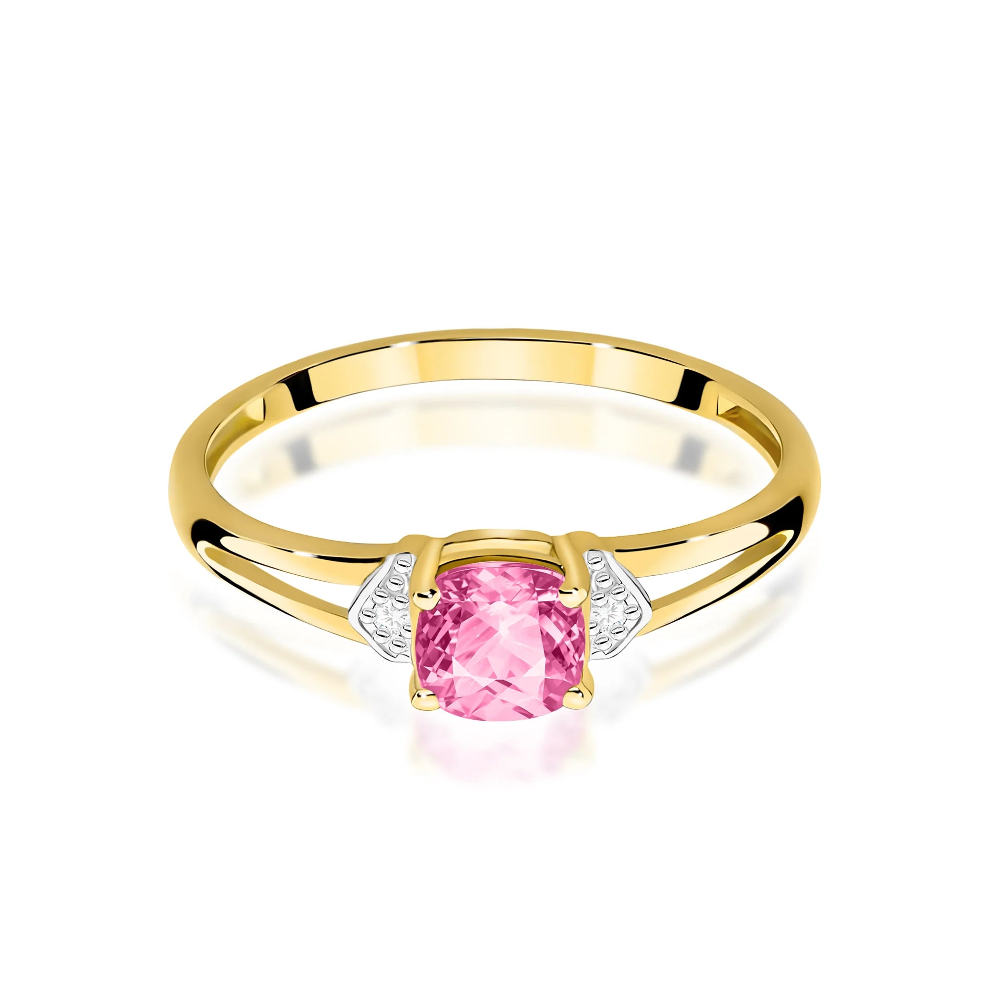 14k Gold (585) Ring | 0.65ct Pink Topaz & 0.01ct Diamonds | GREMARI Jewelry