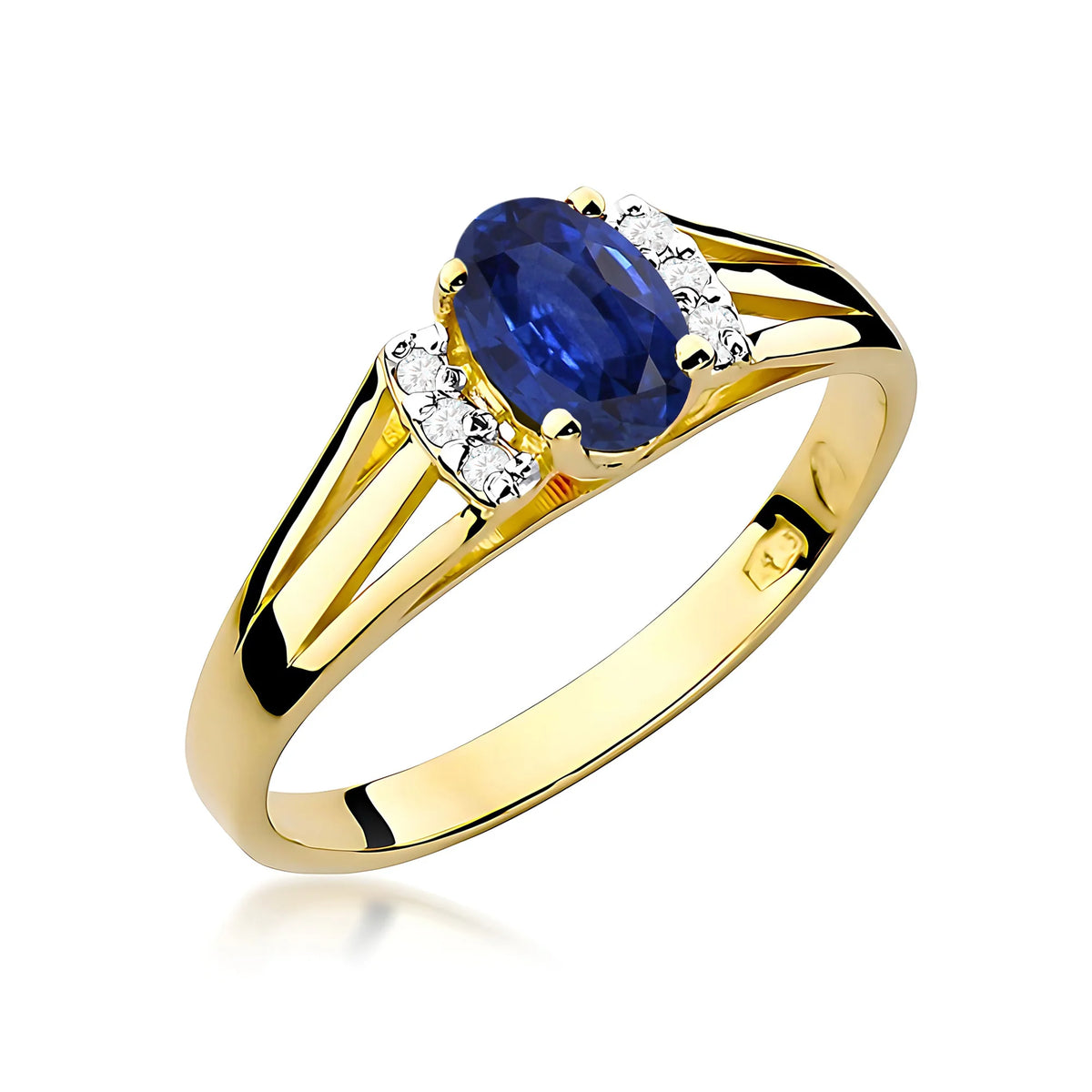 14k (585) Gold Ring | 0.70ct Sapphire and 0.052ct Diamonds | GREMARI Jewelry