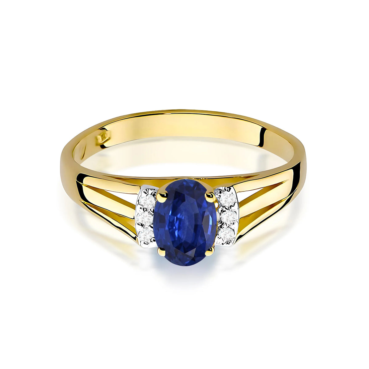 14k (585) Gold Ring | 0.70ct Sapphire and 0.052ct Diamonds | GREMARI Jewelry
