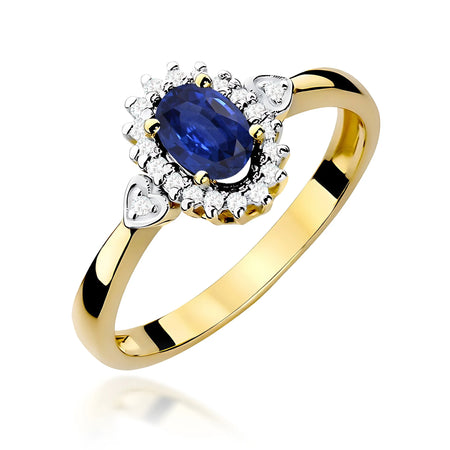 14K (585) Gold Ring | 0.70ct Sapphire and 0.10ct Diamonds| GREMARI Jewelry