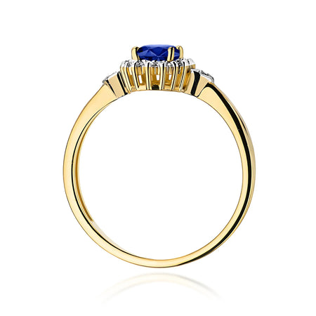 14K (585) Gold Ring | 0.70ct Sapphire and 0.10ct Diamonds| GREMARI Jewelry