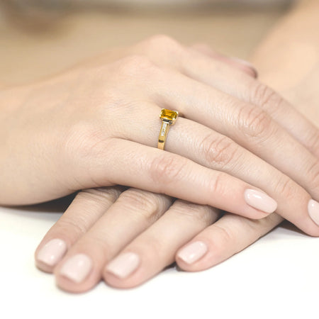 14k (585) Gold Rings | 0.80ct Citrin and 0.04ct Diamonds | GREMARI Jewelry
