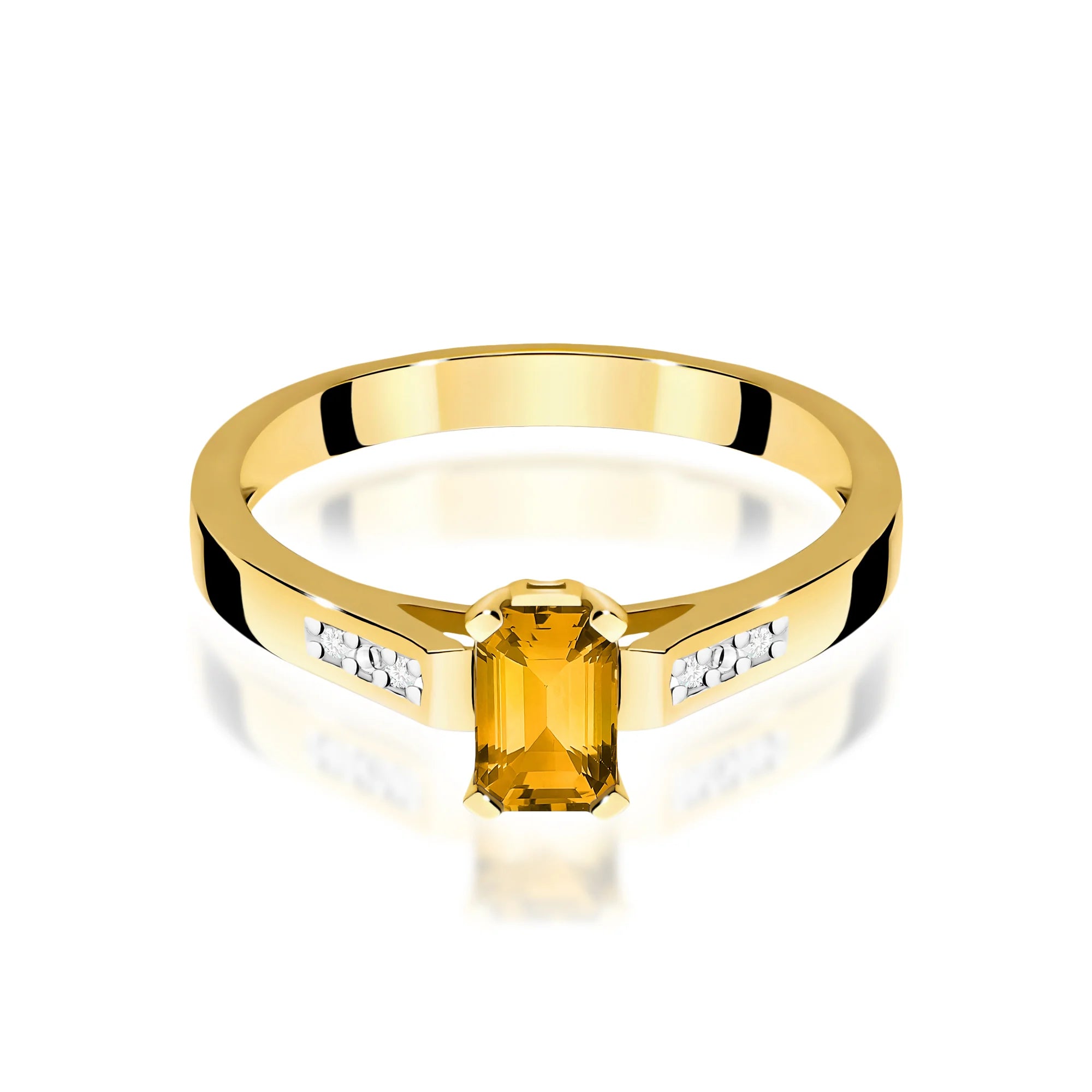 14k (585) Gold Rings | 0.80ct Citrin and 0.04ct Diamonds | GREMARI Jewelry
