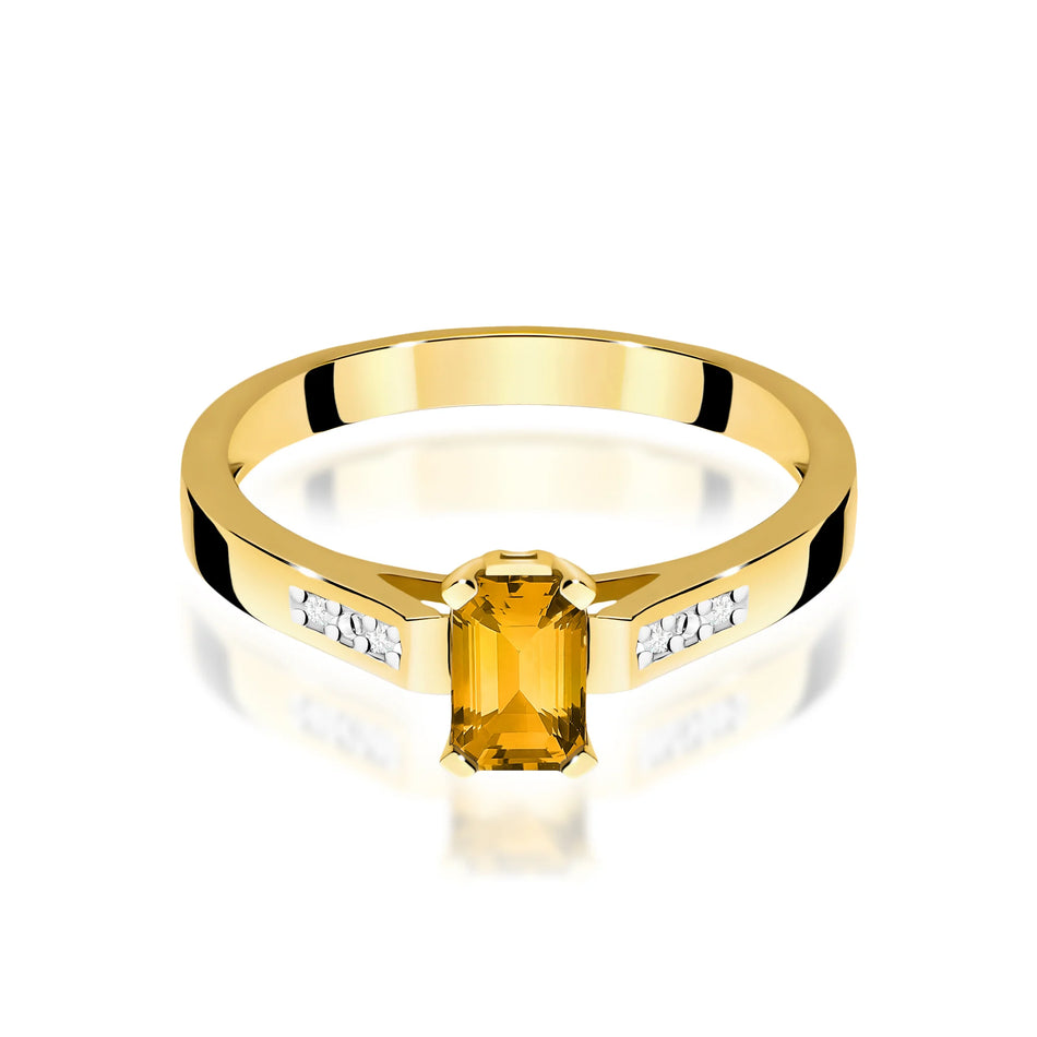 14k (585) Gold Rings | 0.80ct Citrin and 0.04ct Diamonds | GREMARI Jewelry
