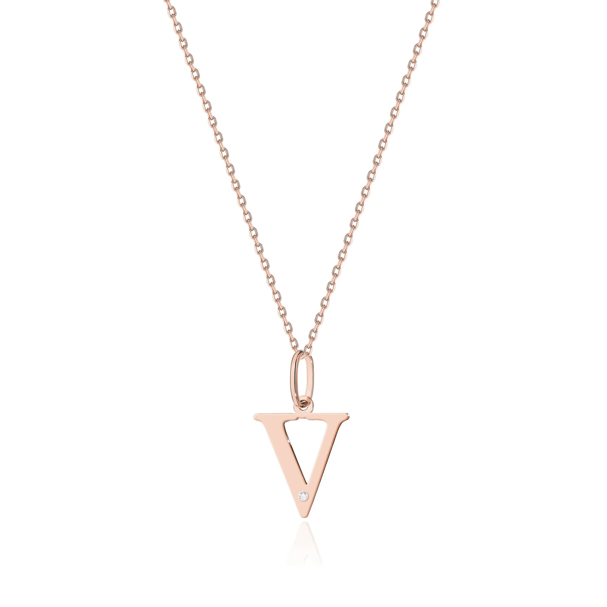 14-carat rose gold necklace with 0.005ct diamond. Excellent gift. Authenticity of diamond is confirmed by a certificate.