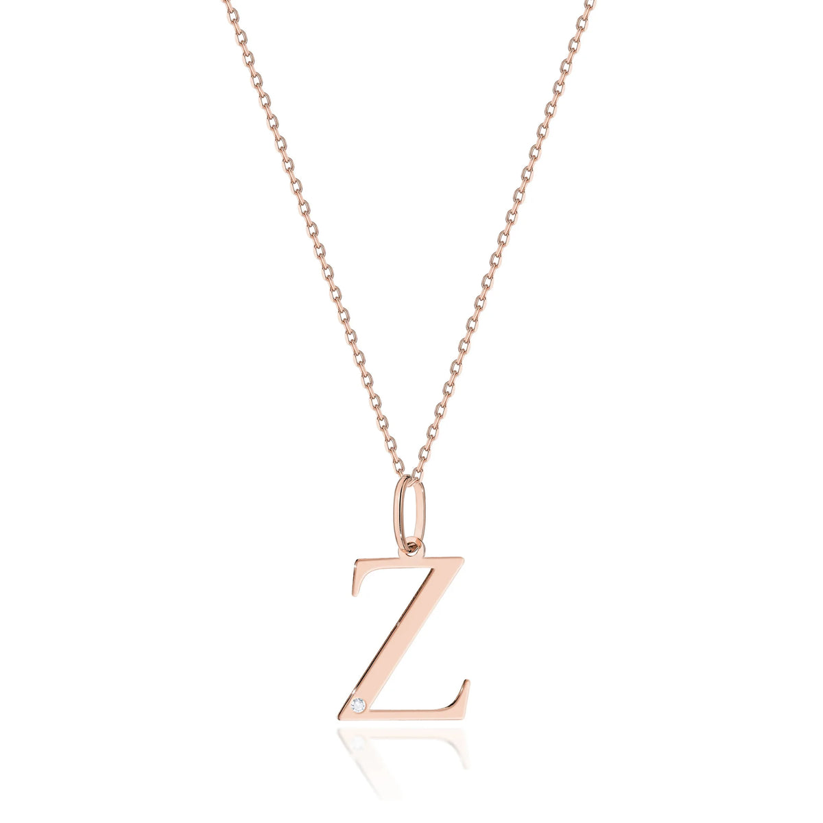 14-carat rose gold necklace with 0.005ct diamond. Excellent gift. Authenticity of diamond is confirmed by a certificate.