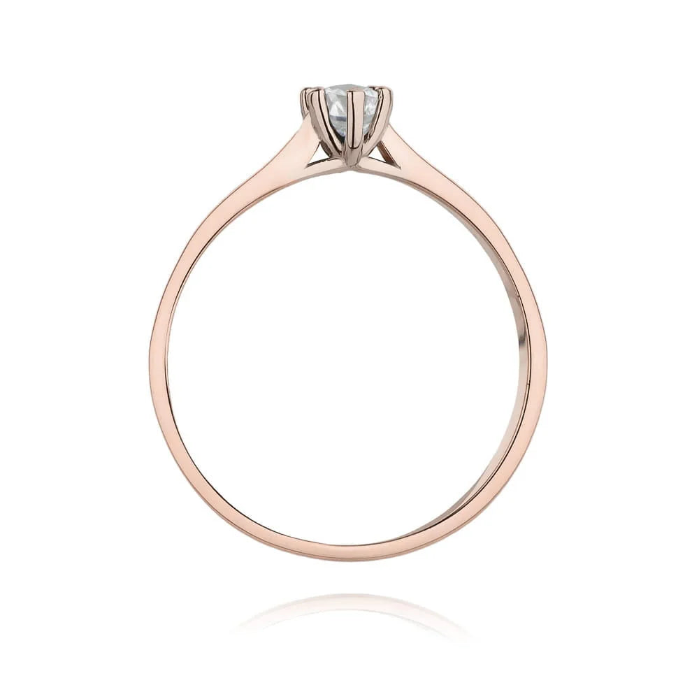 14k Rose Gold Diamond Engagement Ring | 0.15ct Brilliant Diamond | Elegant Fine Jewelry Women's Gift