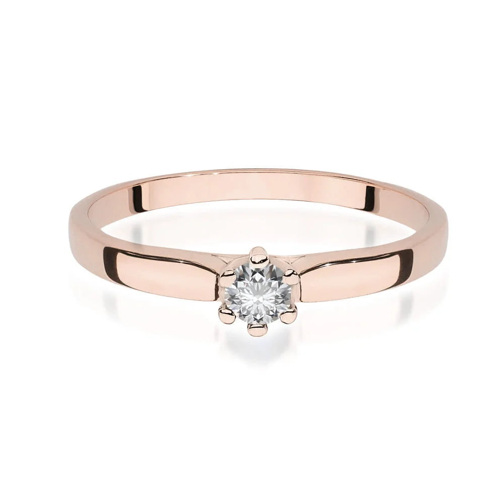14k Rose Gold Diamond Engagement Ring | 0.15ct Brilliant Diamond | Elegant Fine Jewelry Women's Gift