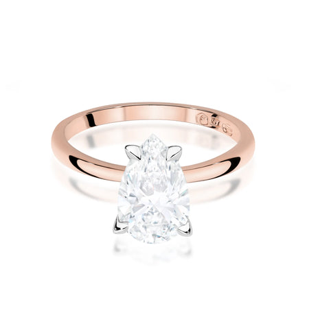 Rose Gold 14k(585) ring with 2ct lab diamond.  Is packaged in an elegant box, which is perfect for a gift.

