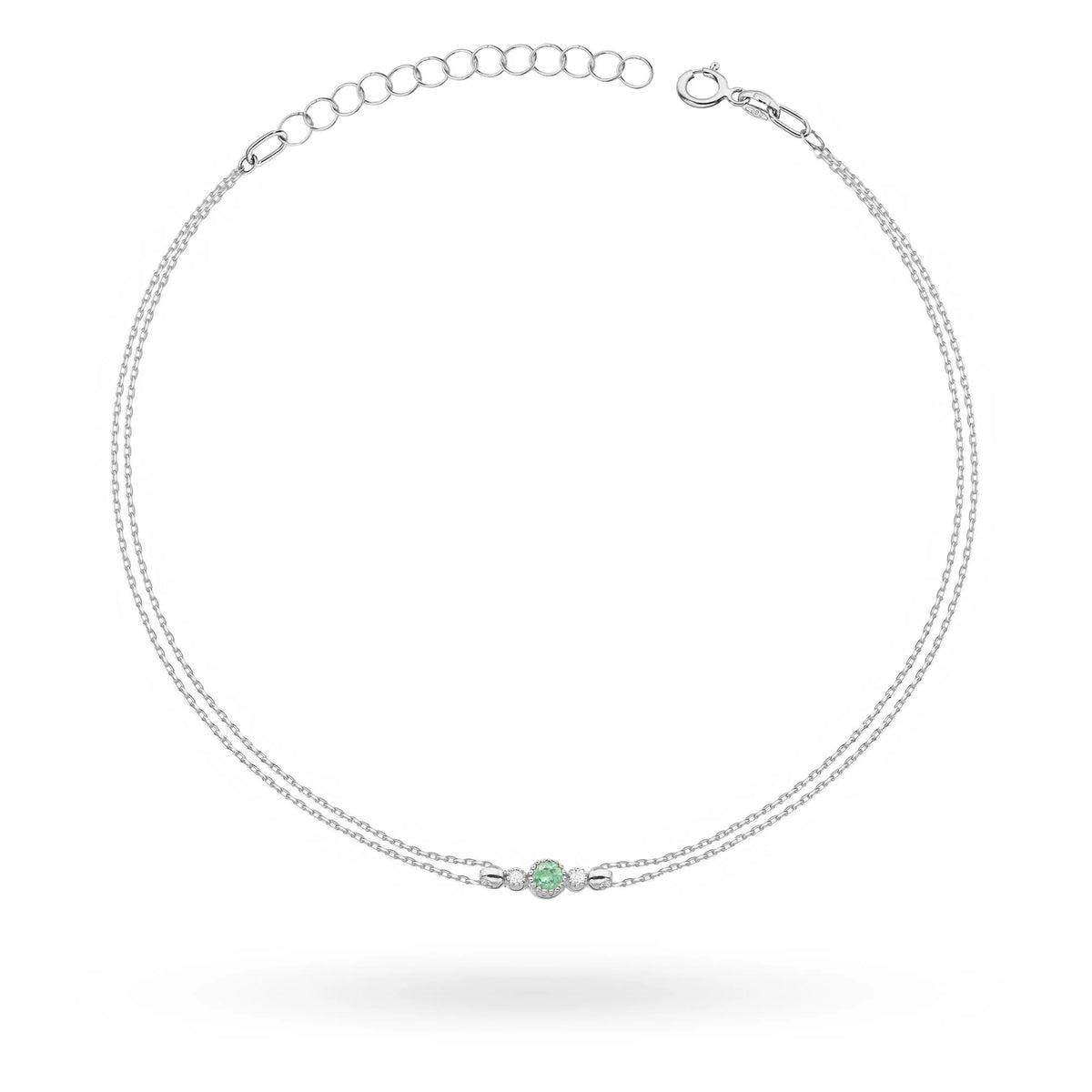 14k White gold Emerald Bracelet 0,15ct | Elegant Gift | GREMARI