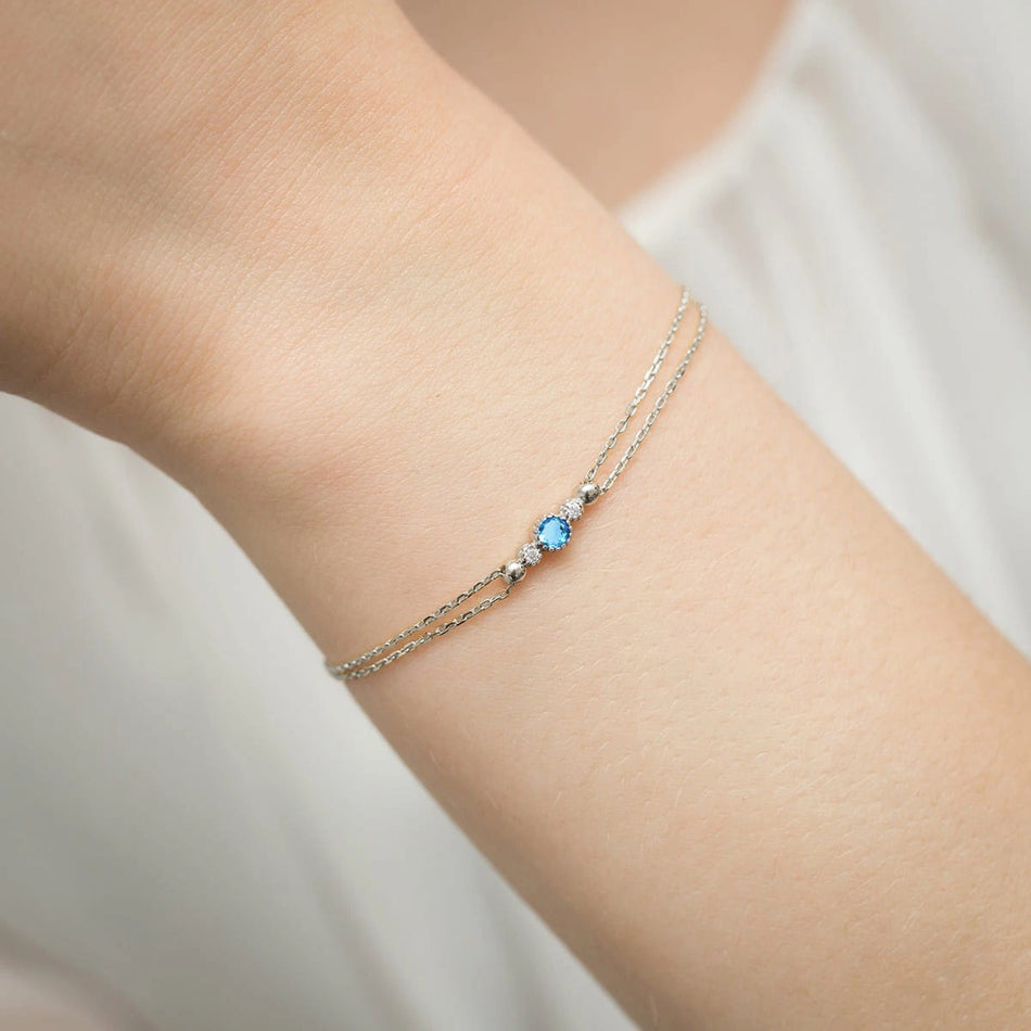 14k White gold Topaz Bracelet 0,15ct | Elegant Gift | GREMARI