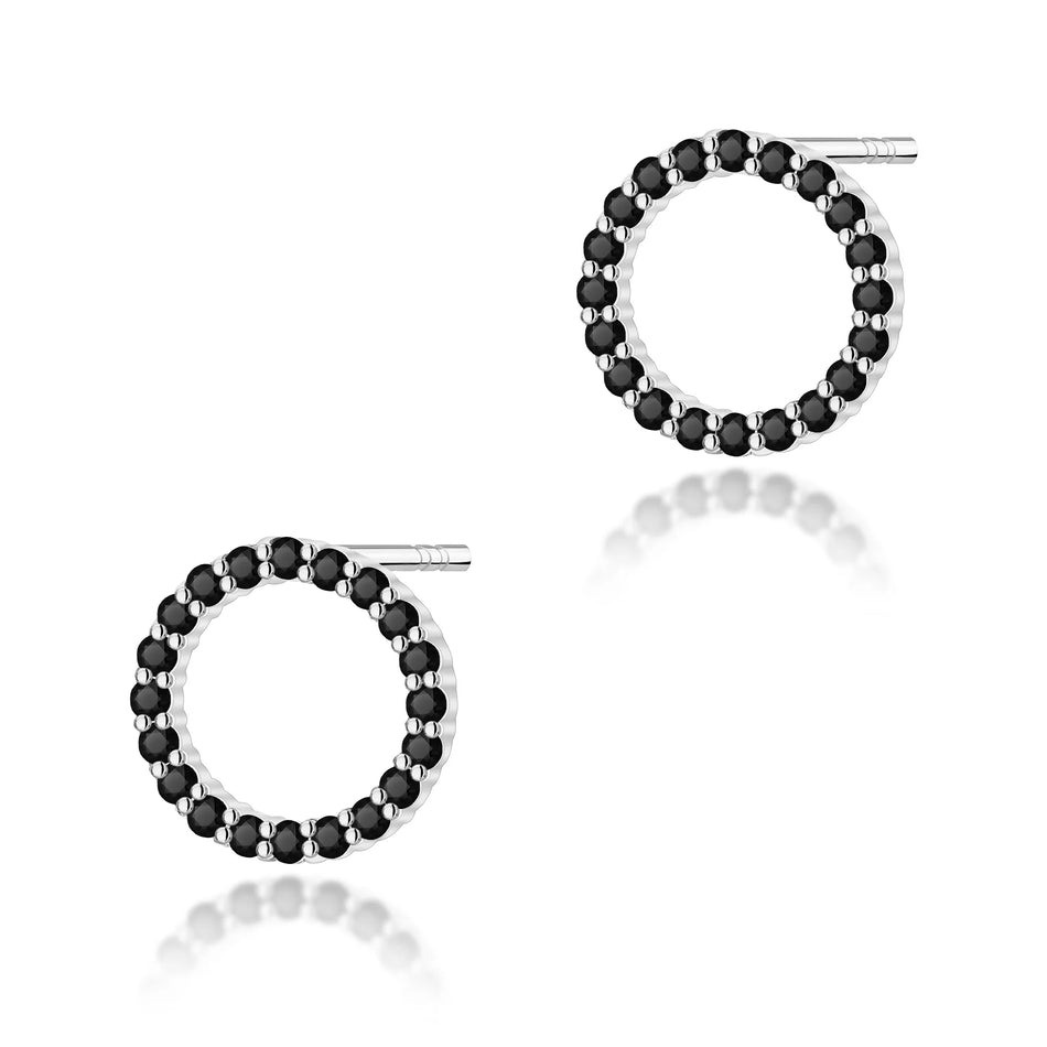 14k (585) White Gold Earrings | Black Diamonds | GREMARI Jewelry
