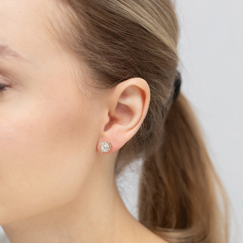 White Gold Earrings with 1.00 ct Lab-Grown Diamonds | 585 (14k) White Gold Screw Back Stud Earrings