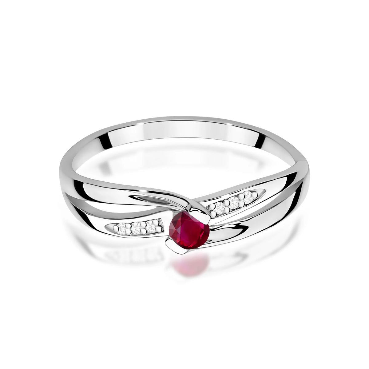 14k (585) White Gold Rings | 0.15ct Ruby and 0.03ct Diamonds | GREMARI Jewelry
