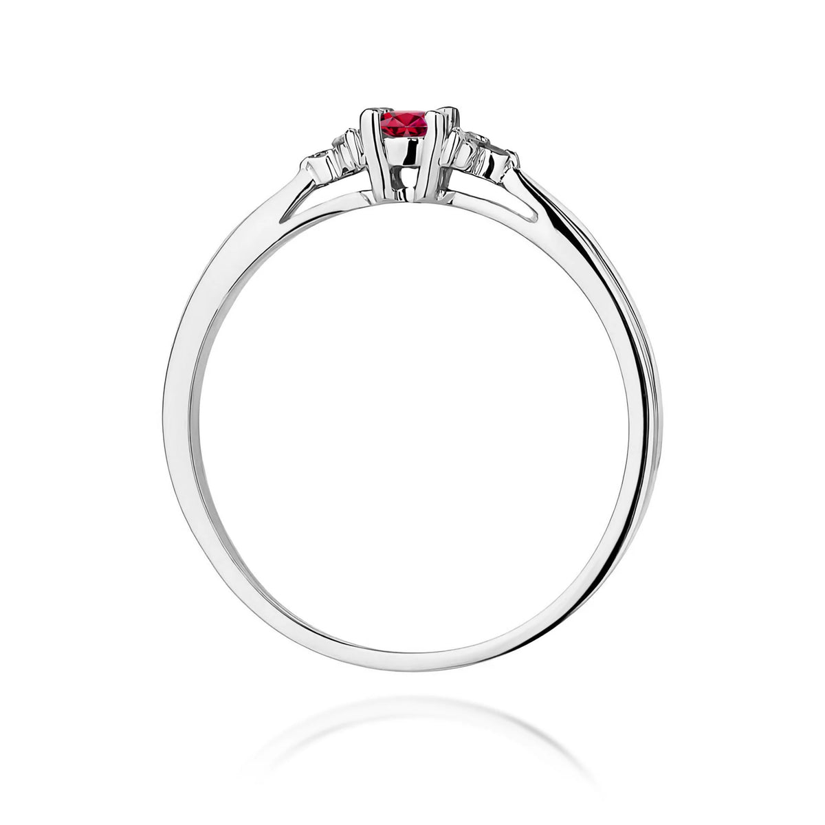 14k (585) White Gold Rings | 0.15ct Ruby and 0.03ct Diamonds | GREMARI Jewelry