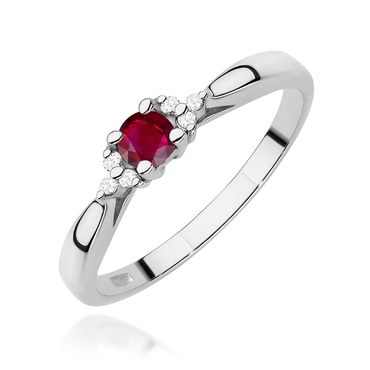 14k (585) White Gold Rings | 0.15ct Ruby and 0.03ct Diamonds | GREMARI Jewelry