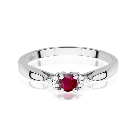 14k (585) White Gold Rings | 0.15ct Ruby and 0.03ct Diamonds | GREMARI Jewelry
