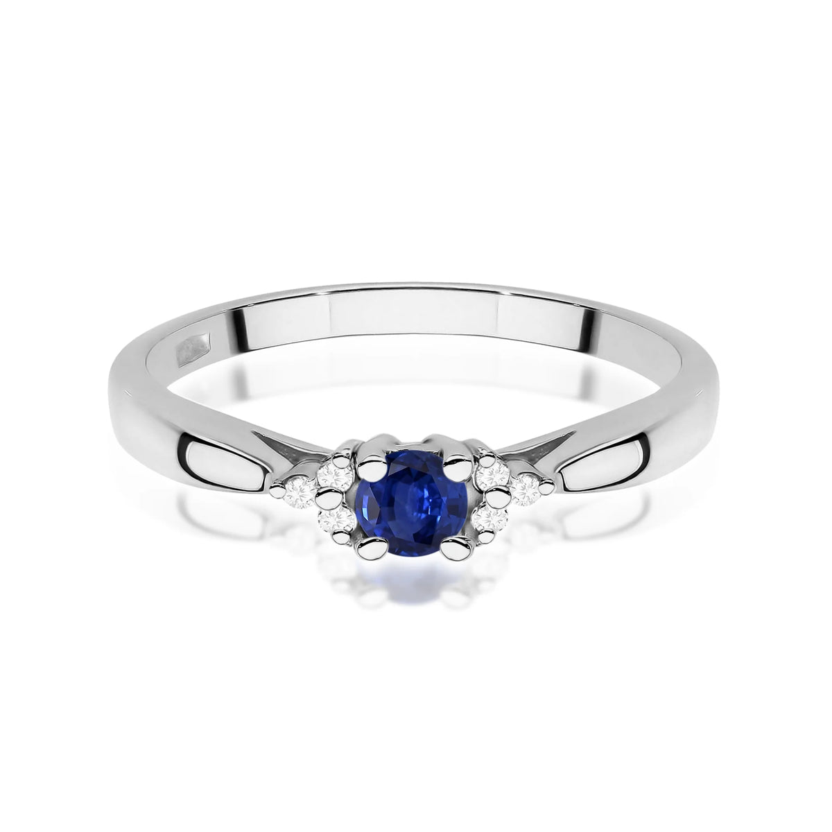14k (585) White Gold Rings | 0.15ct Sapphire and 0.03ct Diamonds | GREMARI Jewelry