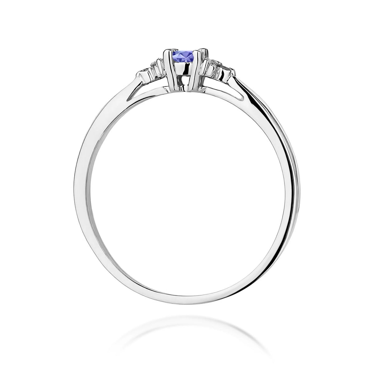 14k (585) White Gold Rings | 0.15ct Tansanit and 0.03ct Diamonds | GREMARI Jewelry