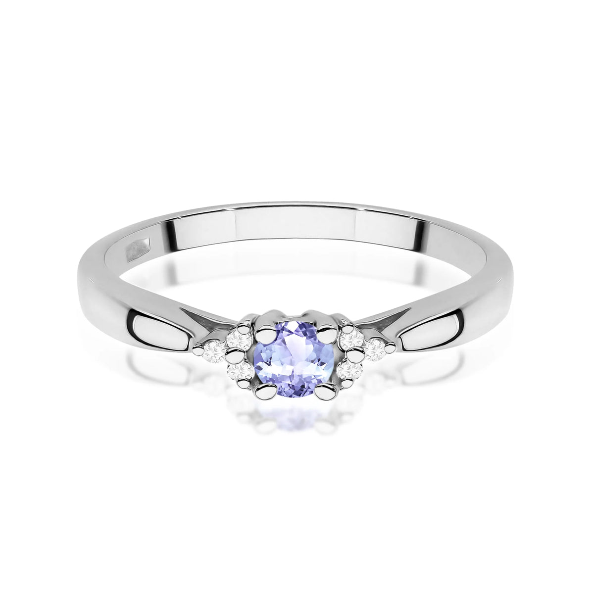 14k (585) White Gold Rings | 0.15ct Tansanit and 0.03ct Diamonds | GREMARI Jewelry