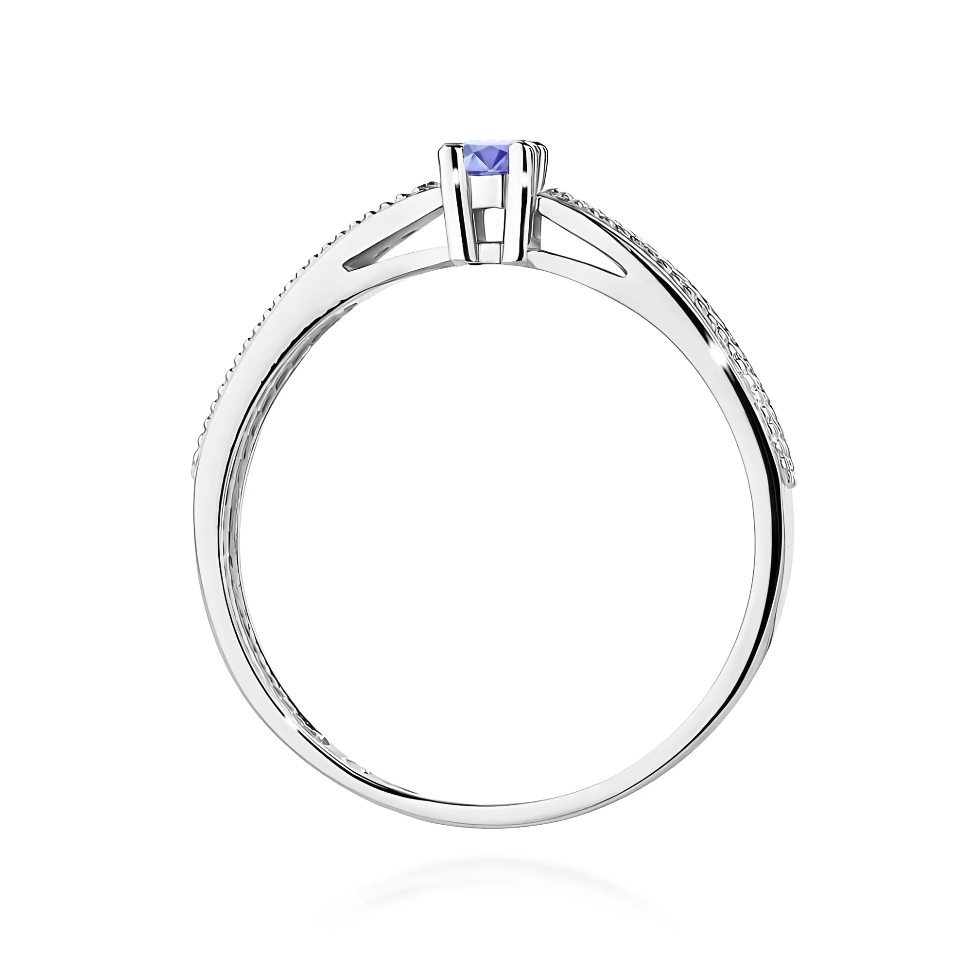 14k (585) White Gold Rings | 0.15ct Tansanit and 0.09ct Diamonds | GREMARI Jewelry
