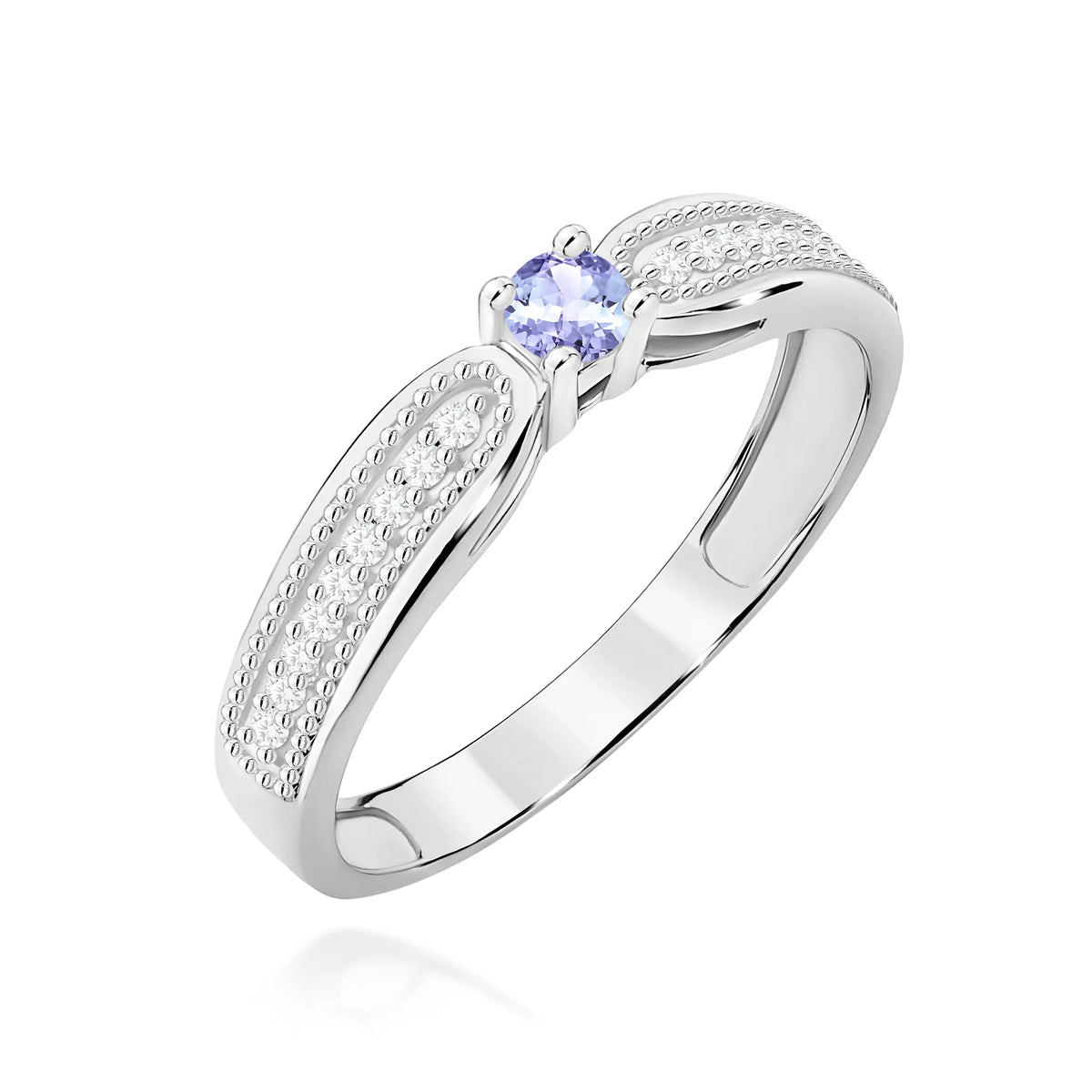 14k (585) White Gold Rings | 0.15ct Tansanit and 0.09ct Diamonds | GREMARI Jewelry