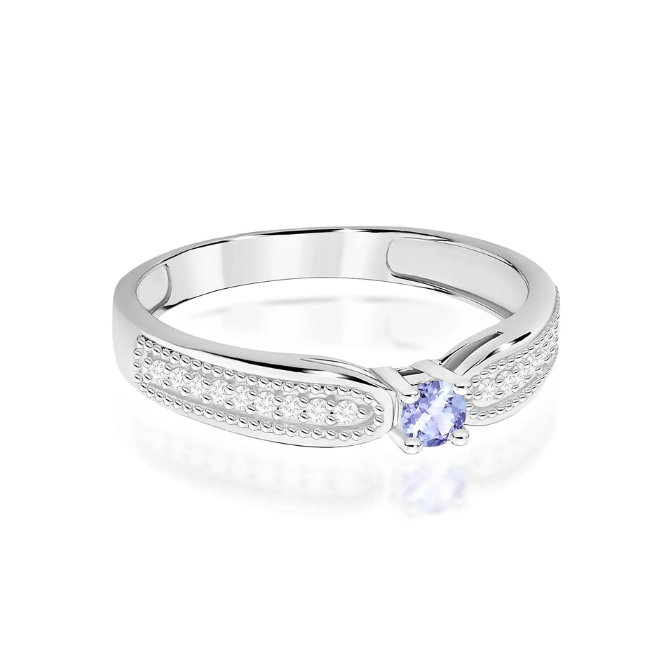 14k (585) White Gold Rings | 0.15ct Tansanit and 0.09ct Diamonds | GREMARI Jewelry
