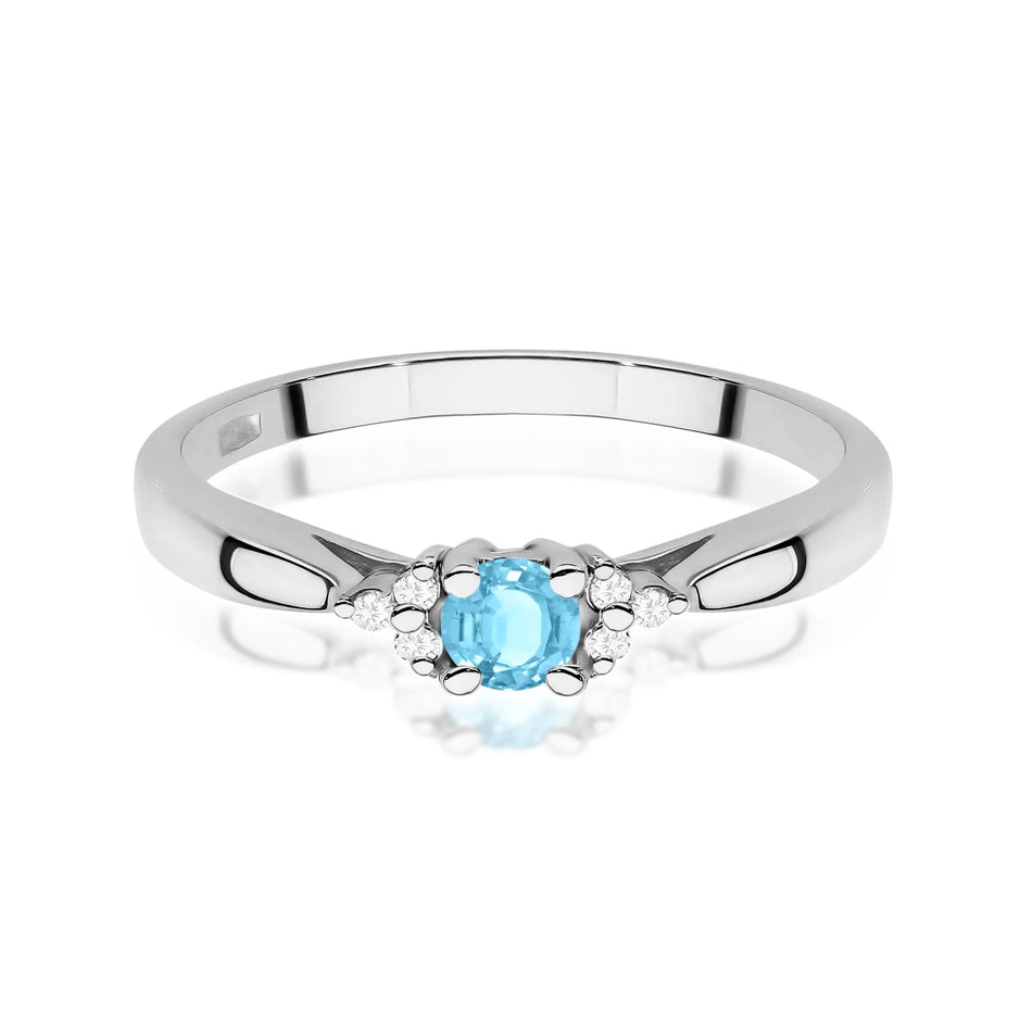14k (585) White Gold Rings | 0.15ct Topaz and 0.03ct Diamonds | GREMARI Jewelry
