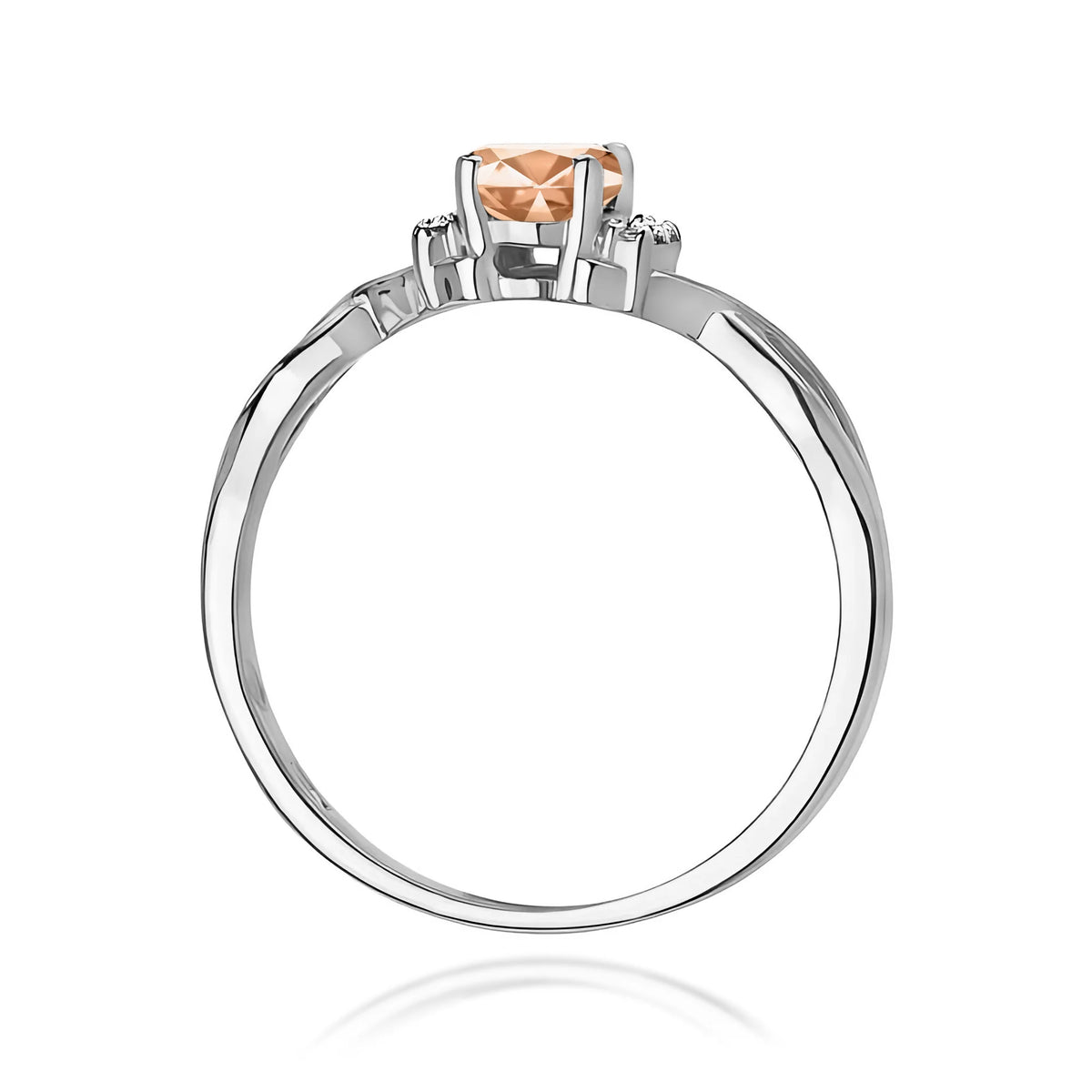 14k (585) White Gold Ring | 0.40ct Morganite and 0.052ct Diamonds | GREMARI Jewelry