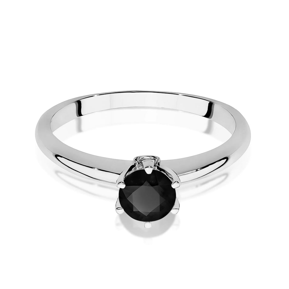 14k (585) White Gold Ring | 0.50ct Black Diamond & 0.04ct Diamonds | GREMARI Jewelry