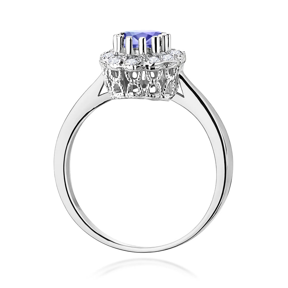 14k (585) White Gold Ring | 0.50ct Tansanit and 0.174ct Diamonds | GREMARI Jewelry